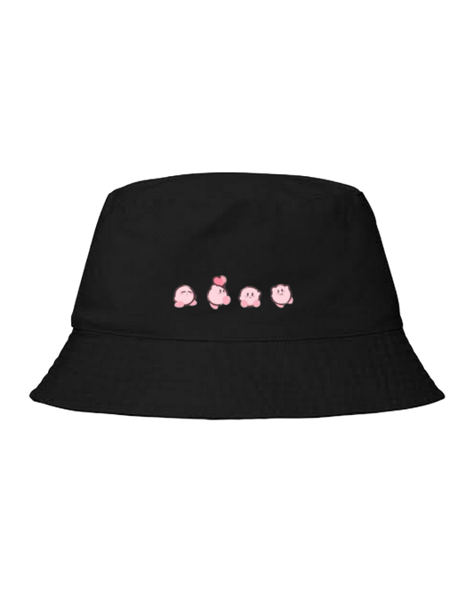 Cute Anime Kirby Bucket Hat, Kawaii Pink Character Black Sun Fisherman Cap, Y2K Streetwear Summer Beach Hat for Women and Men 32