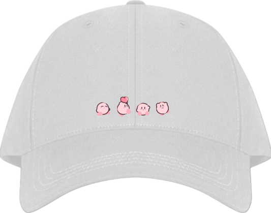 Cute Anime Kirby Baseball Cap, Kawaii Pink Character White Dad Hat, Adjustable Y2K Streetwear Sun Cap for Women and Men 30