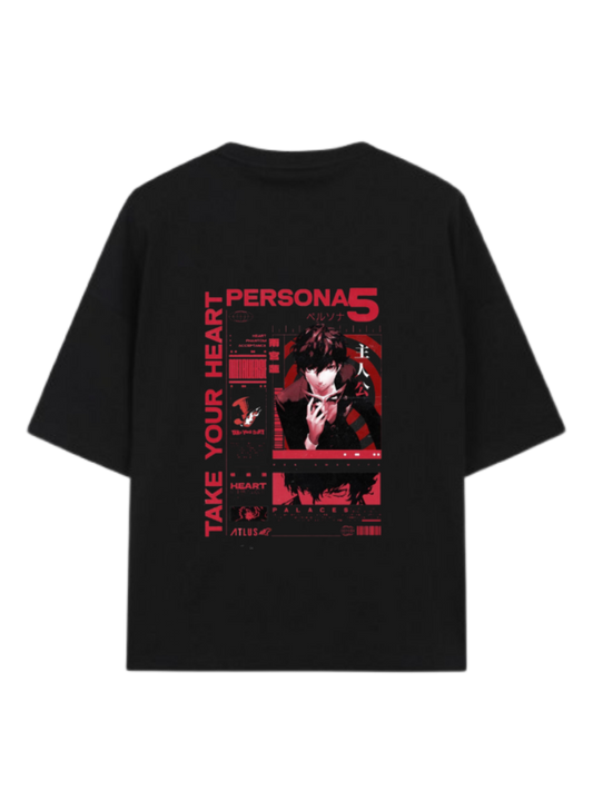 Persona 5 T-Shirt, Oversized Black Back 3