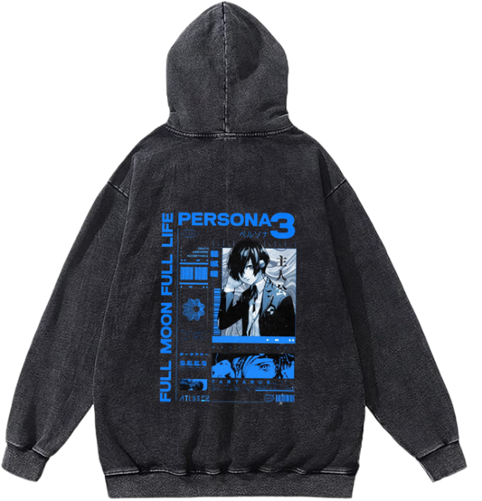 Persona 3 hoodie Over Size Washed Back 2