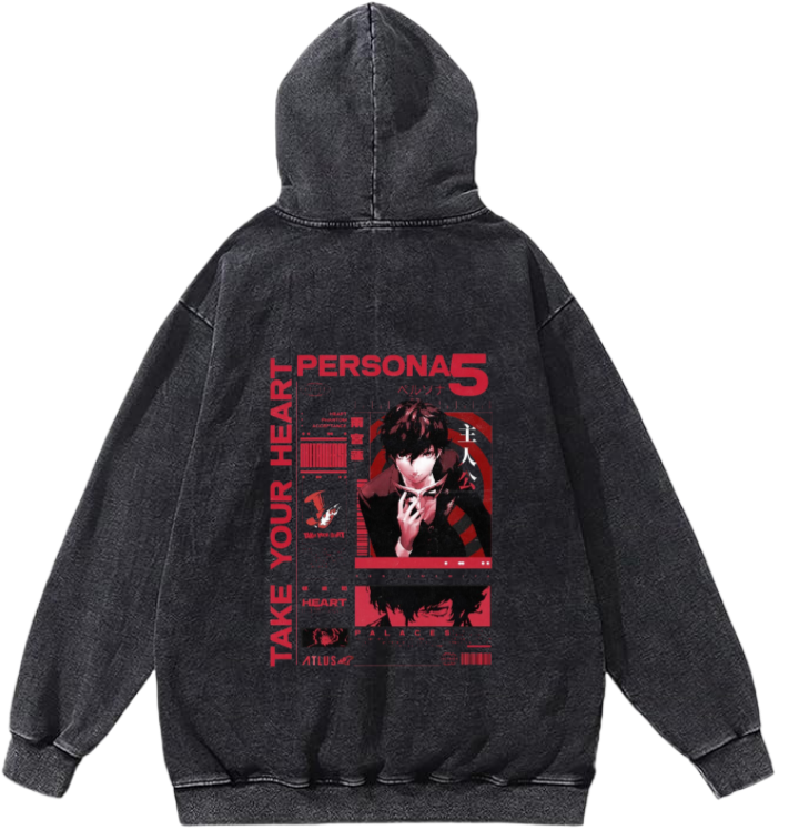 Persona 5 hoodie Over Size Washed Back 3