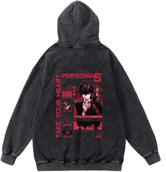 Persona 5 hoodie Over Size Washed Back 3