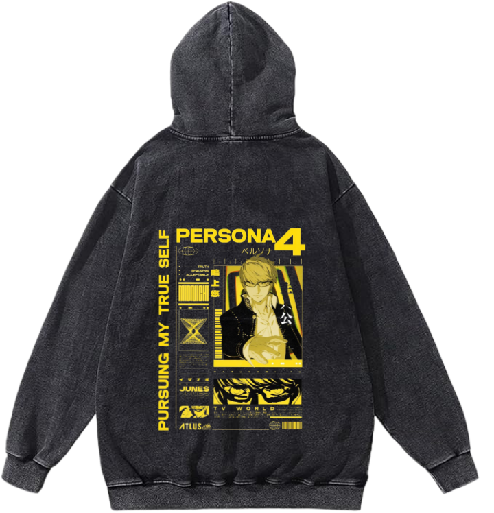 Persona 4 hoodie Over Size Washed Back 4