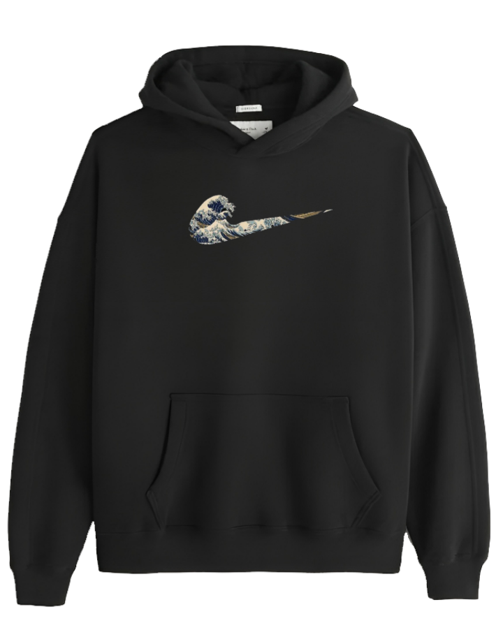 The Great Wave off Kanagawa Hoodie Oversized black