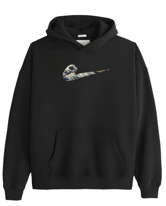 The Great Wave off Kanagawa Hoodie Oversized black