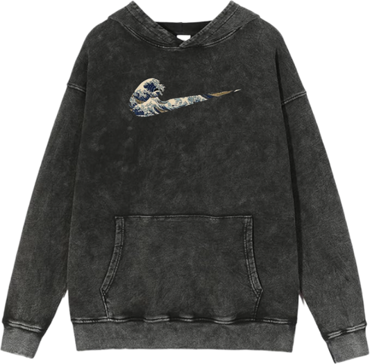 The Great Wave off Kanagawa hoodie Over Size Washed