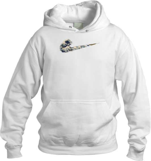 The Great Wave off Kanagawa Hoodie Oversized White