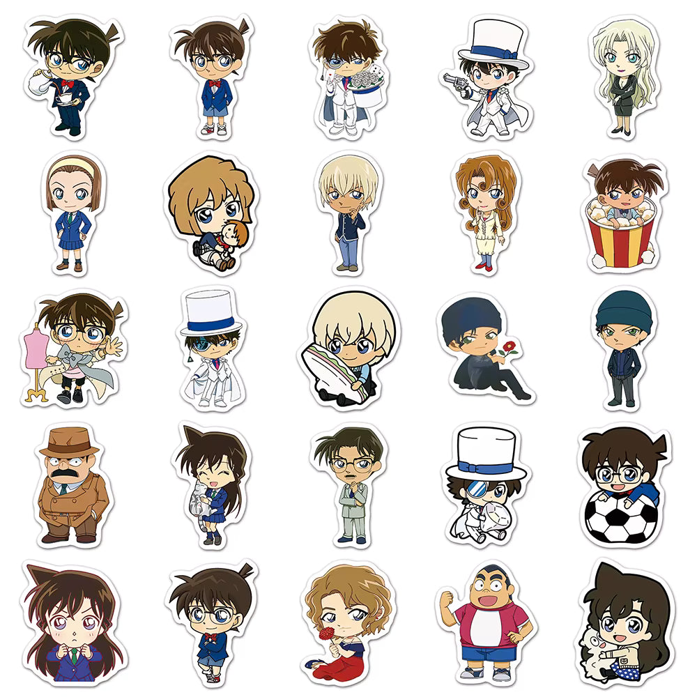 10/30/50pcs Q Version Anime Detective Conan Stickers Kawaii Graffiti Sticker Waterproof DIY Helmet Notebook Cute PVC Decals Pack