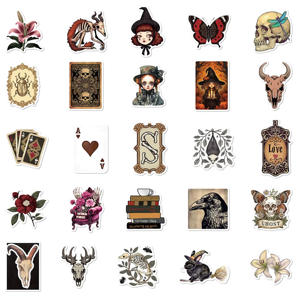 10/30/50pcs Gothic Dark Romance Witch Skull Graffiti Stickers DIY Notebook Phone Stationery Suitcase Cool Waterproof Sticker Toy