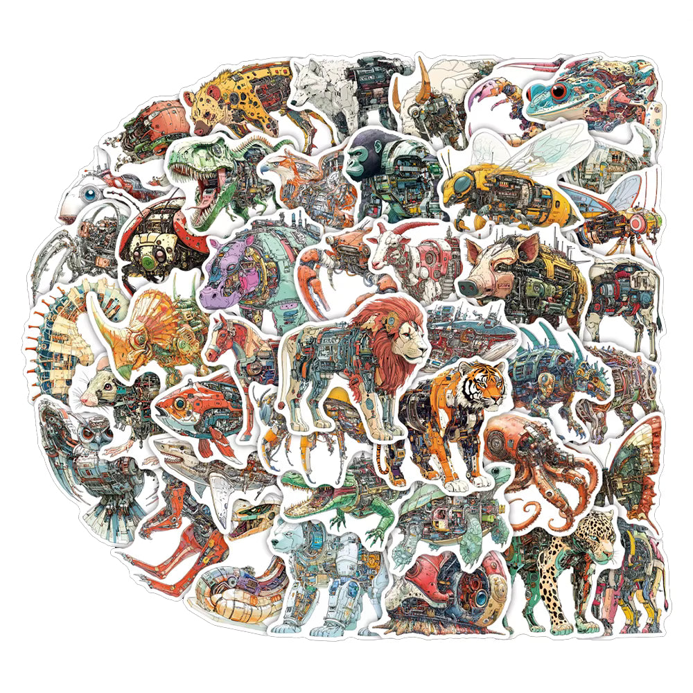 10/30/50pcs Cool Mechanical Animals Graffiti Stickers Cartoon Creative Decal Toy DIY Scrapbook Laptop Luggage Waterproof Sticker