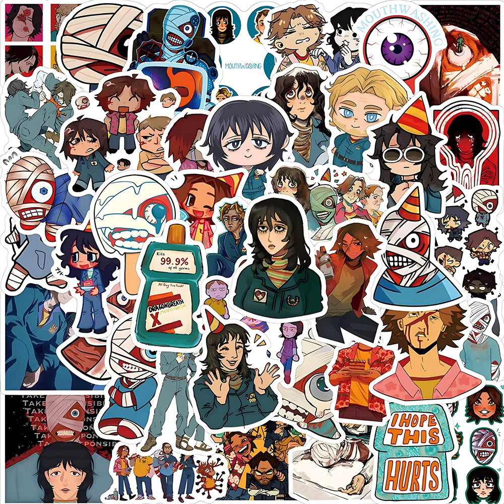 10/30/50pcs Horror Mouthwashing Cartoon Stickers Anime Game Decals Toy DIY Motorcycle Laptop Luggage Funny Graffiti Sticker Pack
