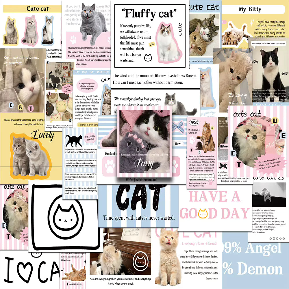 10/30/50pcs Cartoon INS Style Cute Cat Stickers Kawaii Animal Decals for Suitcase Notebook Laptop Guitar Waterproof Graffiti Sticker
