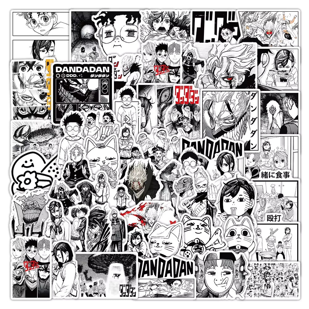 10/30/50pcs Black White Momo Ayase DANDADAN Anime Stickers Okarun Cartoon Sticker DIY Suitcase Helmet Classic Manga Decals Packs