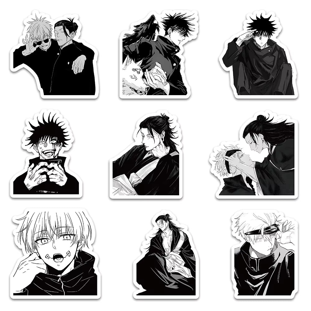 10/30/50pcs Black White Anime Demon Slayer Cartoon Stickers Cool Japanese Manga Decals DIY Stationery Phone Luggage Sticker Toy (Copy)