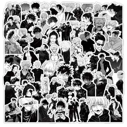 10/30/50pcs Black White Anime Demon Slayer Cartoon Stickers Cool Japanese Manga Decals DIY Stationery Phone Luggage Sticker Toy (Copy)