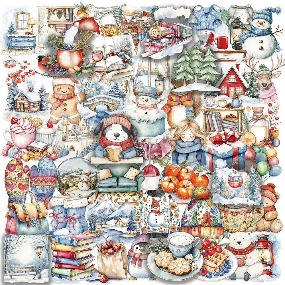 10/30/50/100pcs Cute ChristmasWinter Animal Snowman Stickers Cartoon Graffiti Decals for Motorcycle Helmet Laptop Sticker Decor