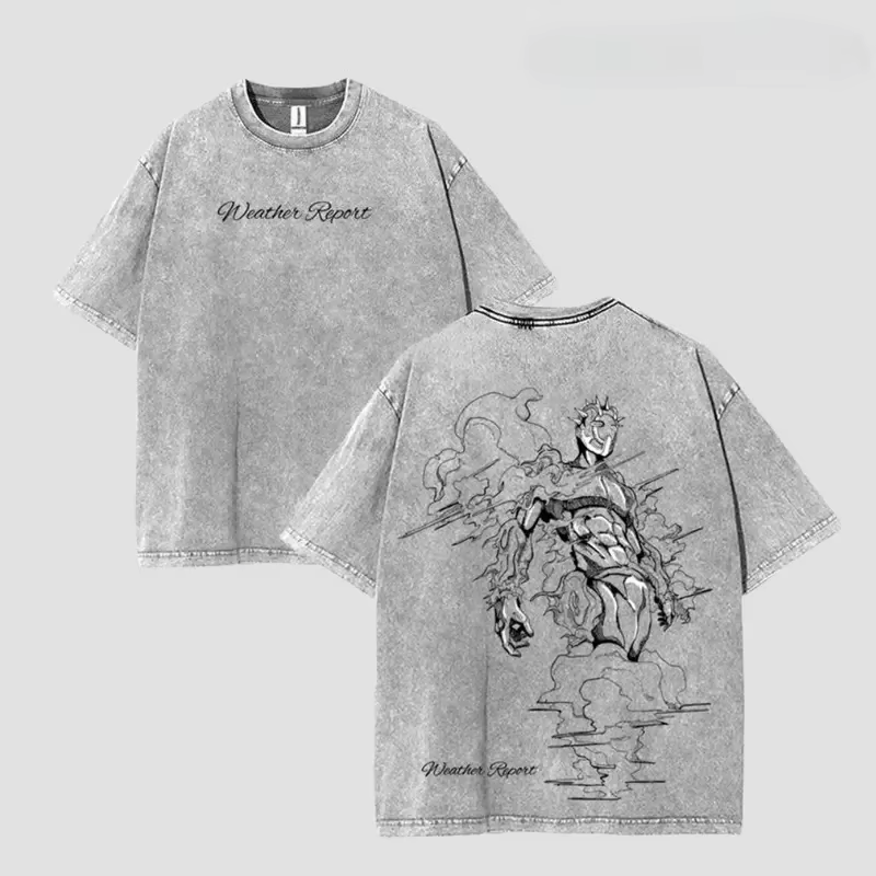 t-shirt Over Size Washed acid  Back R JoJo's Bizarre Adventure 1