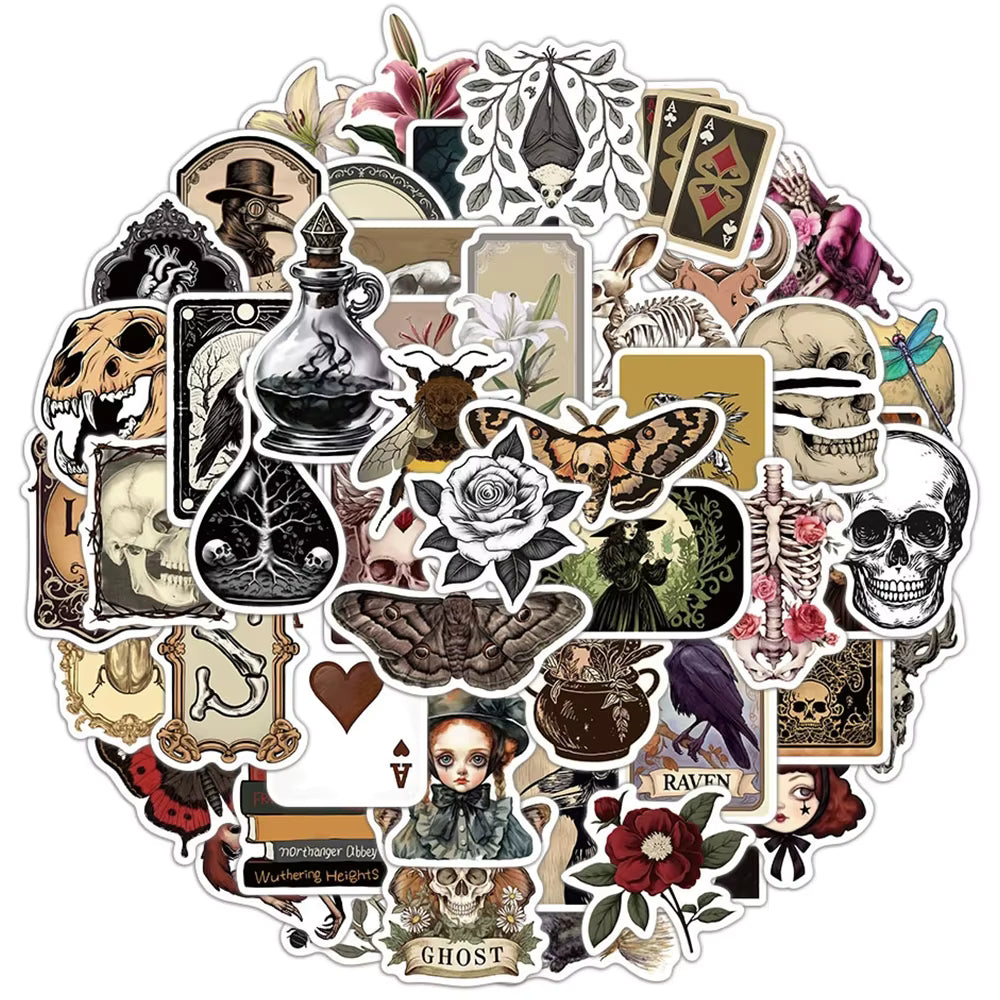 10/30/50pcs Gothic Dark Romance Witch Skull Graffiti Stickers DIY Notebook Phone Stationery Suitcase Cool Waterproof Sticker Toy
