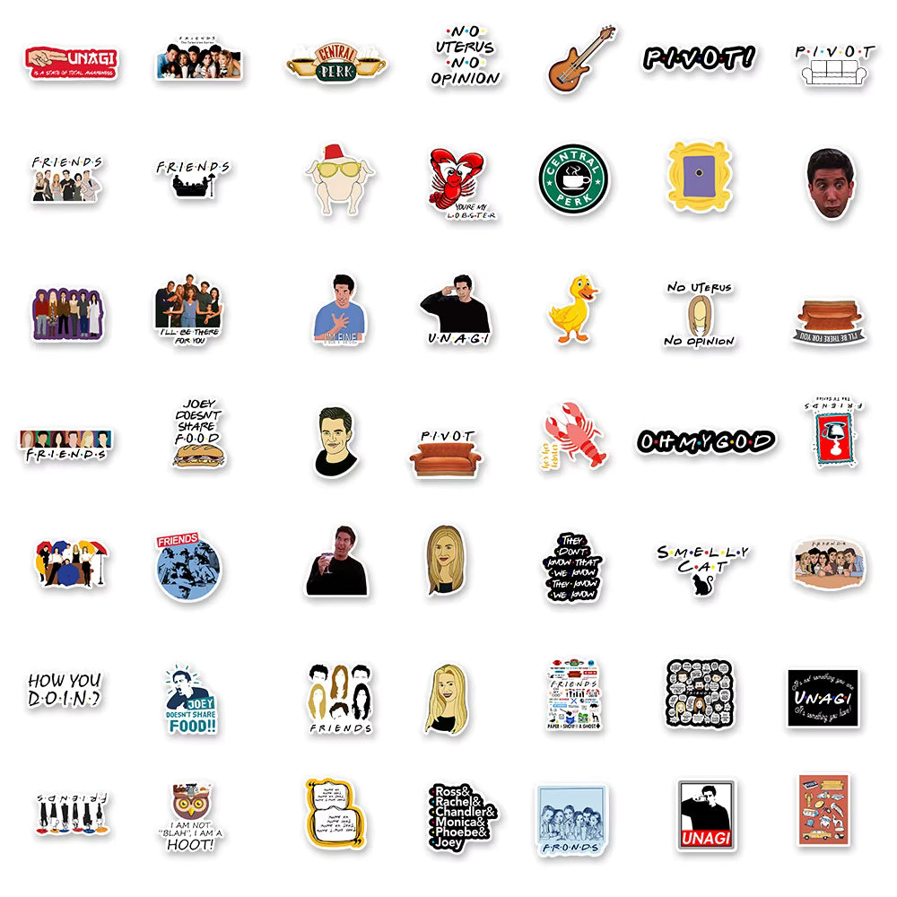 10/30/50/pcs Funny Friends Cartoon Stickers TV Series Graffiti Decals DIY Scrapbook Phone Suitcase Laptop Waterproof Sticker