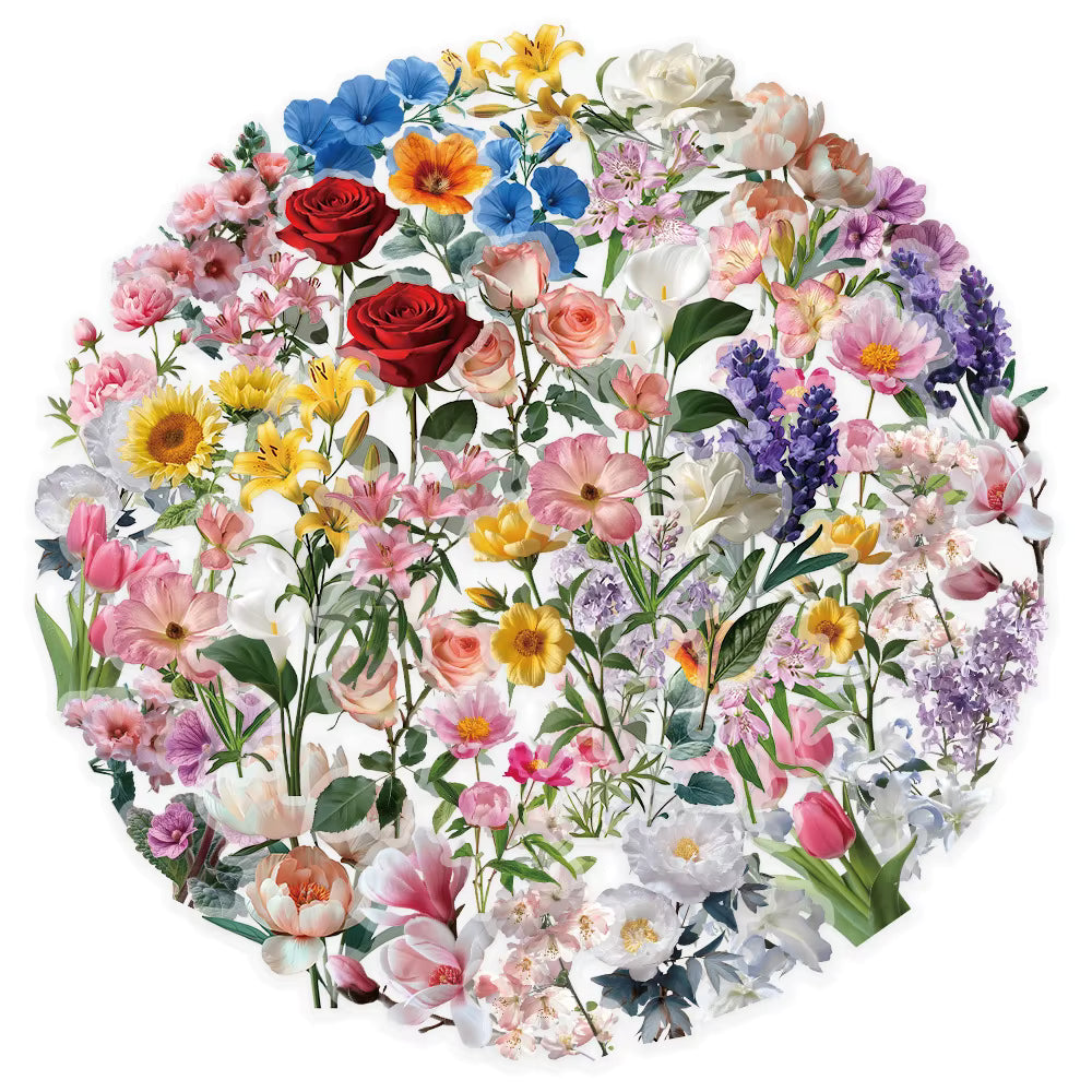 10/30/50pcs Transparent Aesthetic Floral Stickers Cute Cartoon Decal DIY Notebook Phone Suitcase Waterproof Graffiti Sticker Toy