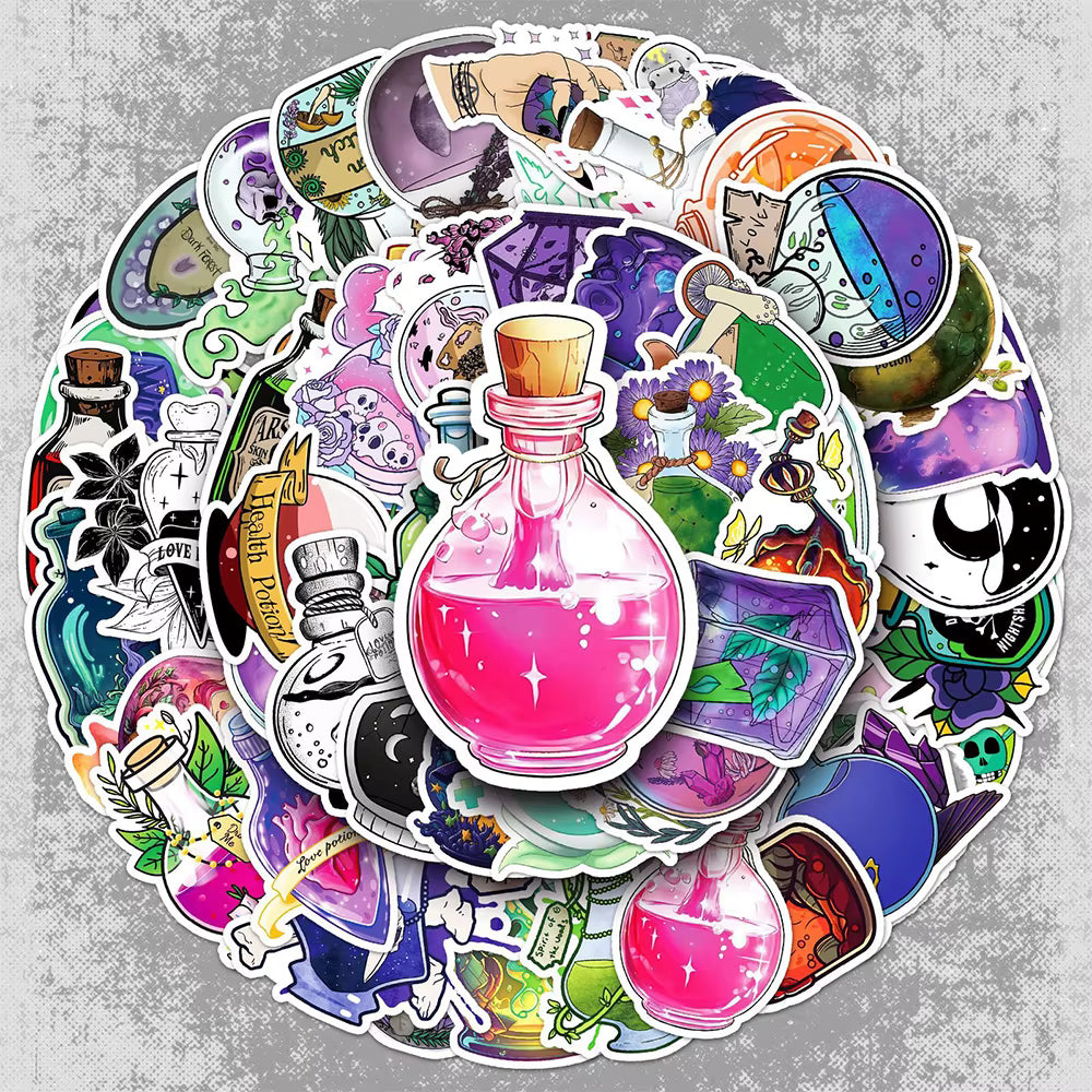 10/30/50pcs Gothic Cartoon Magic Potion Graffiti Stickers Aesthetic Decoration Decals DIY Luggage Laptop Skateboard Cute Sticker