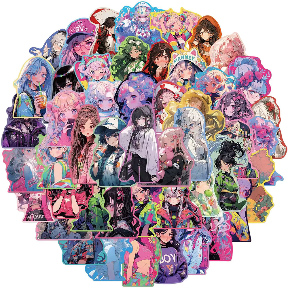 10/30/50pcs Cartoon Anime Sweet Style Girl Aesthetic Stickers Colorful Cute Decals DIY Skateboard Phone Luggage Graffiti Sticker