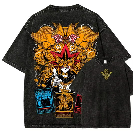 Anime Yu-Gi-Oh washed acid  Oversize  t-shirt R 1
