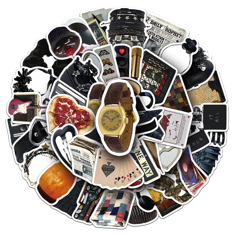 10/30/50pcs Vintage Downtown Girl Aesthetic Stickers INS Style Cartoon Decals for Luggage Phone Laptop Retro Decoration Sticker