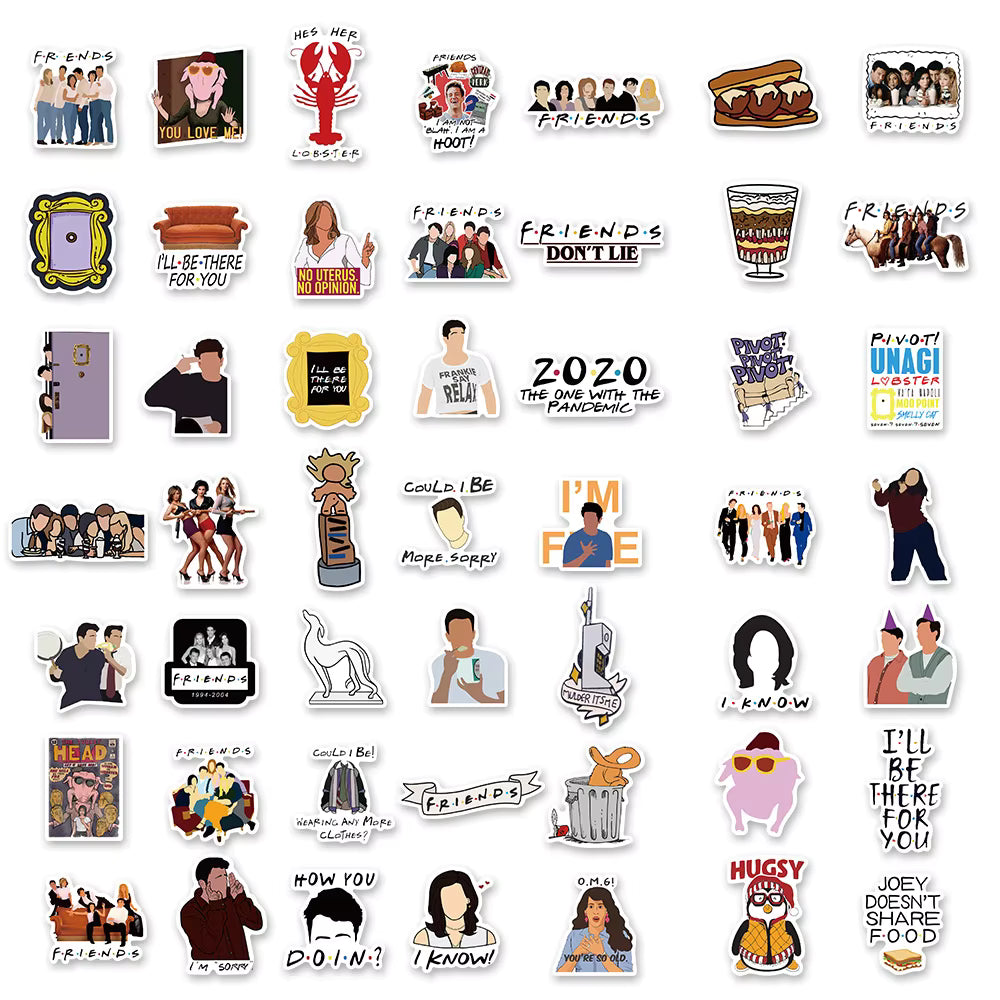 10/30/50/pcs Funny Friends Cartoon Stickers TV Series Graffiti Decals DIY Scrapbook Phone Suitcase Laptop Waterproof Sticker