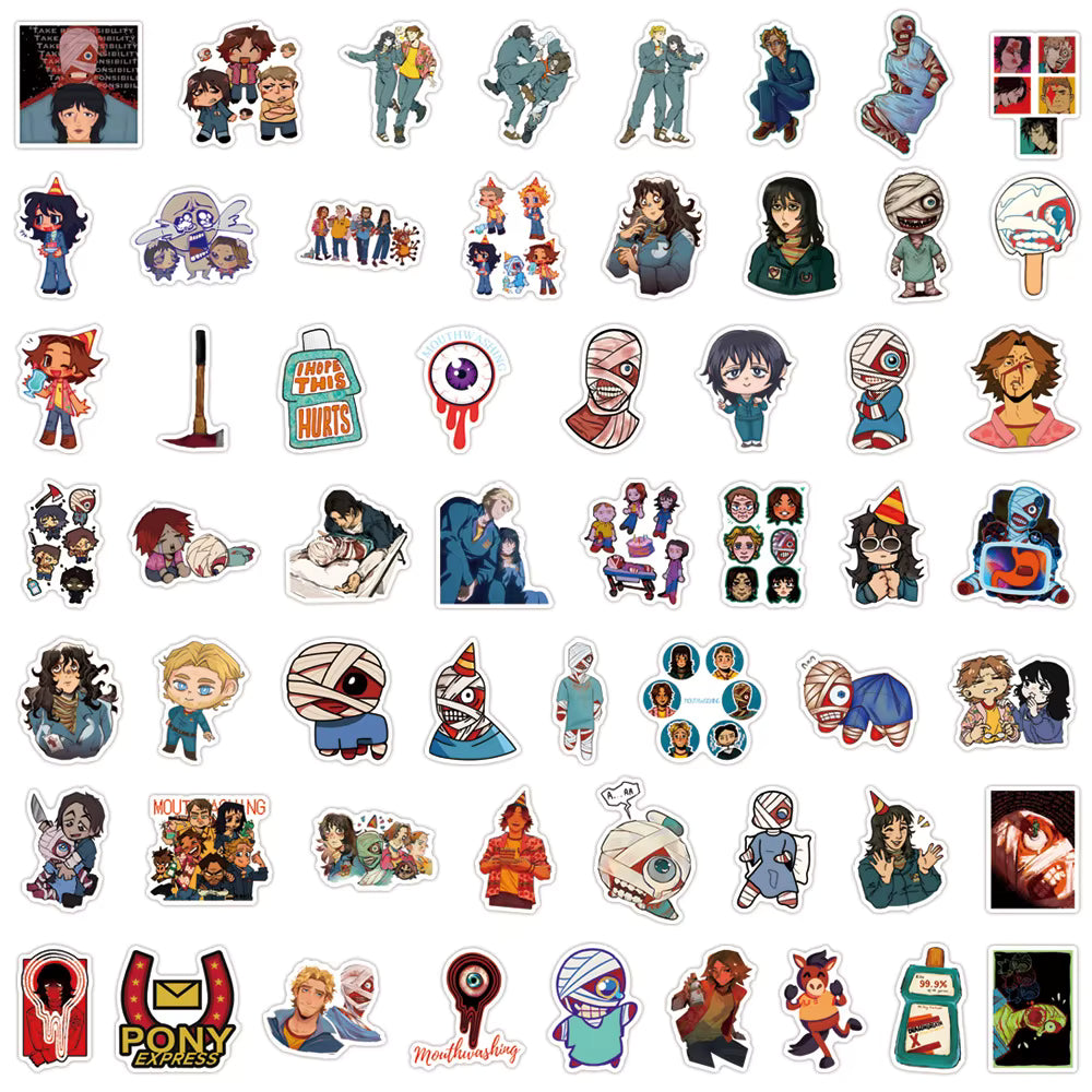10/30/50pcs Horror Mouthwashing Cartoon Stickers Anime Game Decals Toy DIY Motorcycle Laptop Luggage Funny Graffiti Sticker Pack