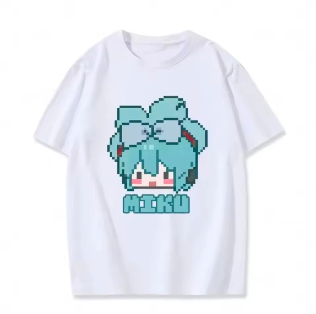 Hatsune Miku Anime T-Shirt Oversized white for Women Teens, Cute Cartoon Graphic Tee, Casual Short Sleeve Kawaii Vocaloid Tops 9