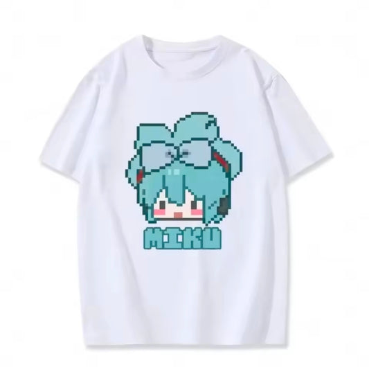 Hatsune Miku Anime T-Shirt Oversized white for Women Teens, Cute Cartoon Graphic Tee, Casual Short Sleeve Kawaii Vocaloid Tops 9