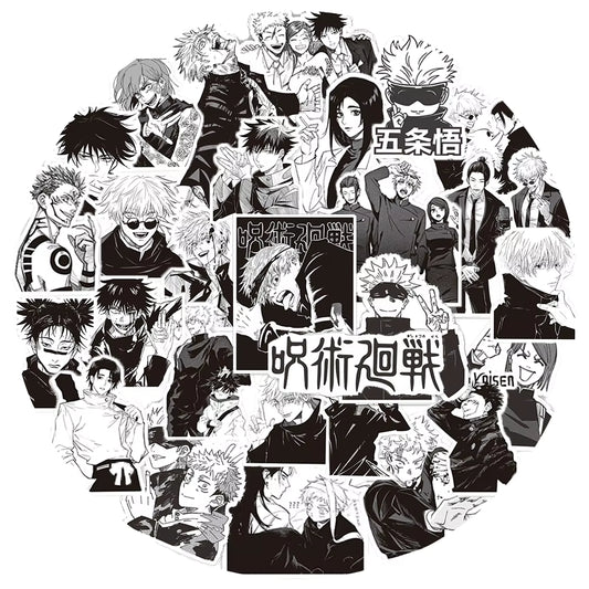 10/30/50pcs Jujutsu Kaisen Anime Cartoon Stickers Cool Black White Manga Graffiti Decal DIY Guitar Motorcycle Laptop Sticker Toy