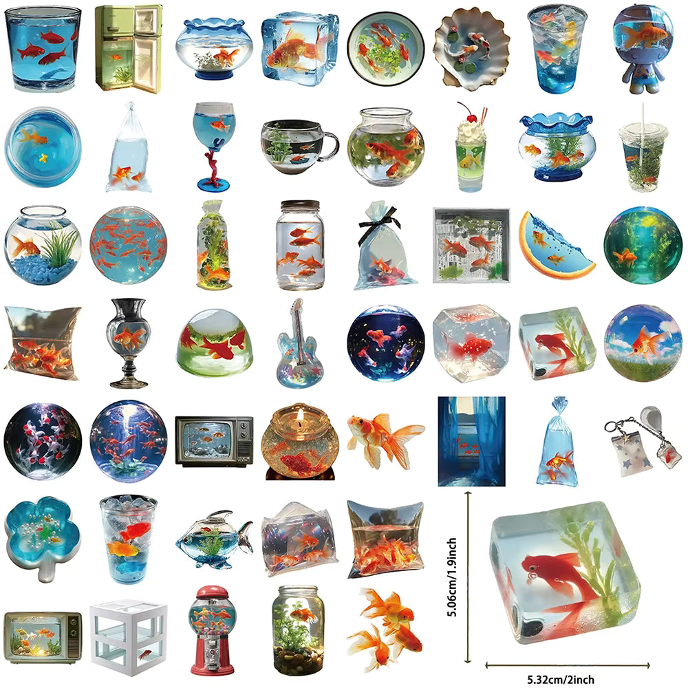 10/30/50pcs INS Style Cute Goldfish Cartoon Stickers Waterproof Graffiti Luggage Helmet Motorcycle Funny Decoration Sticker Pack