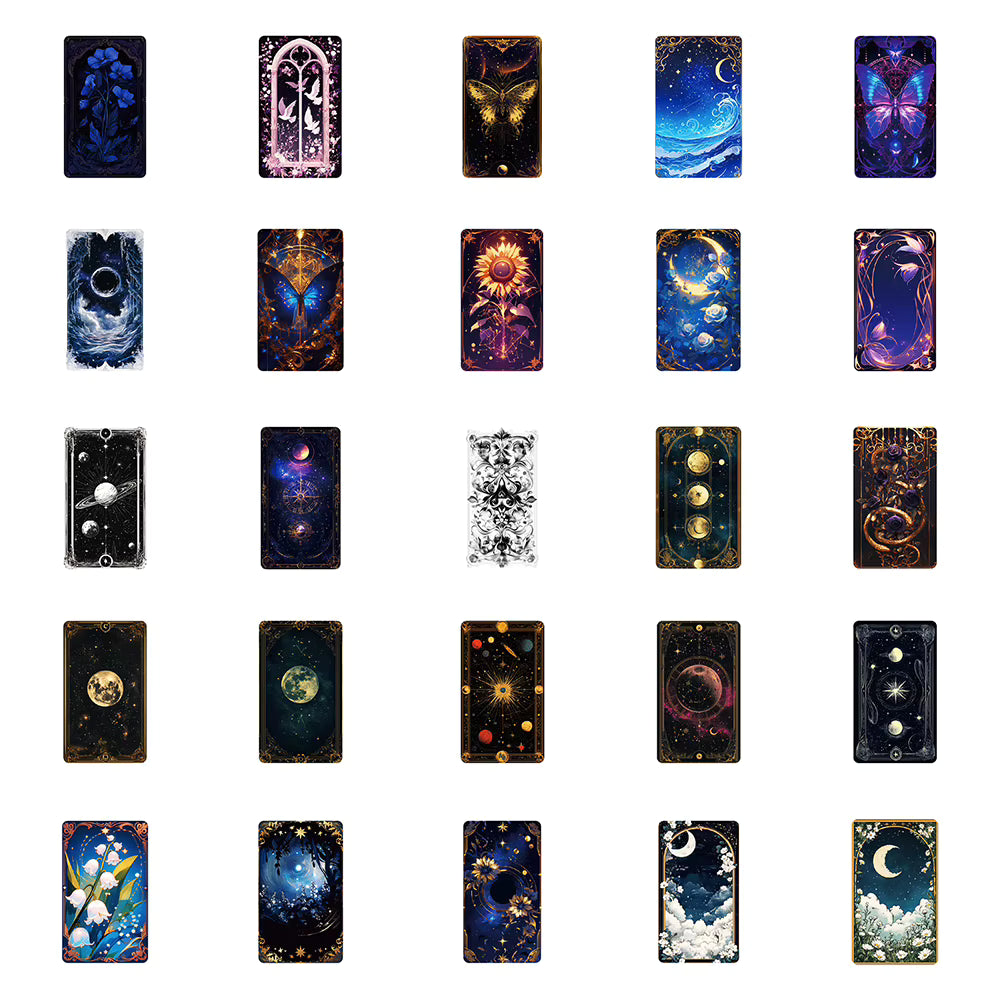 10/30/50pcs Mysterious Universe Starry Sky Cartoon Stickers Aesthetic Moon Flowers Decals DIY Notebook Laptop Phone Sticker Pack