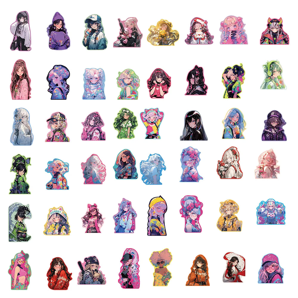 10/30/50pcs Cartoon Anime Sweet Style Girl Aesthetic Stickers Colorful Cute Decals DIY Skateboard Phone Luggage Graffiti Sticker