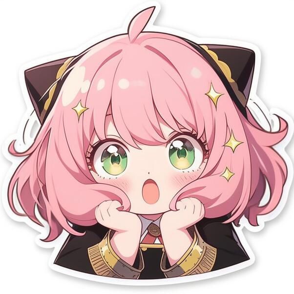 Spy x Family Anya Forger Sparkle Anime Sticker - Cute Kawaii Telepath Vinyl Decal for Laptop, Water Bottle, Journal, and Phone Case