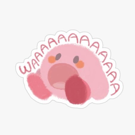 "Kirby Crying Waaaa" Cute Anime Vinyl Sticker - Funny Pink Video Game Character Decal for Kindle, Laptop, Phone Case & Journal - Kawaii Aesthetic Gift for Gamers & Nintendo Fans