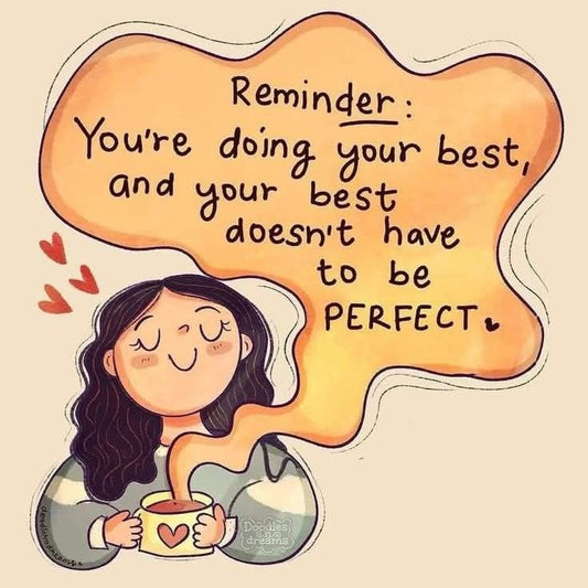 "Reminder: You're Doing Your Best" Motivational Vinyl Sticker - Cute Girl with Coffee Cup Decal for Kindle, Laptop, Journal & Water Bottle - Positive Affirmation Self Care Gift for Women, Teens & Students