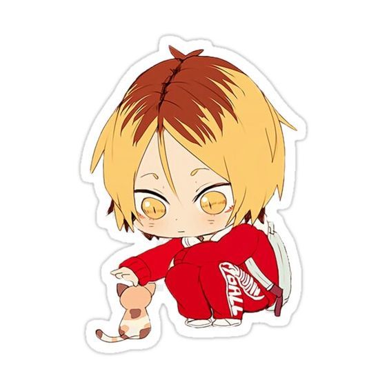 Haikyuu!! Kenma Kozume Chibi Anime Sticker - Cute Cat and Volleyball Player Vinyl Decal for Laptop, Water Bottle, Journal, and Phone Case