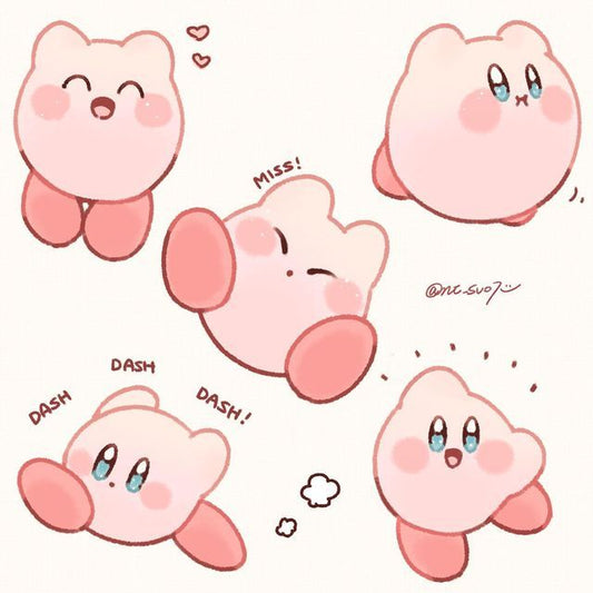 Cute Kirby Stickers Pack, Kawaii Strawberry and Dessert Cartoon Decals for Laptop, Water Bottle, Journal, and Scrapbook 3