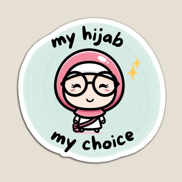 My Hijab My Choice" Cute Muslim Girl Vinyl Sticker - Kawaii Chibi Hijabi Decal for Kindle, Laptop, Water Bottle & Journal - Proud Islamic Gift for Muslim Women, Teens & Kids