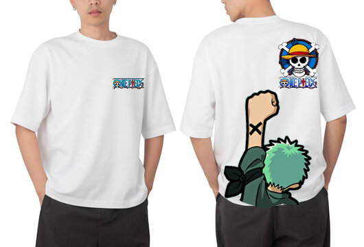 Anime one piece luffy white oversize  t-shirt 2