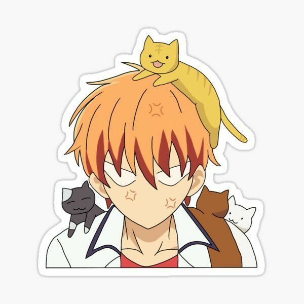 Cute Anime Cat Vinyl Sticker, Funny Chibi Character Decal with Cats for Laptop, Water Bottle, and Phone Case