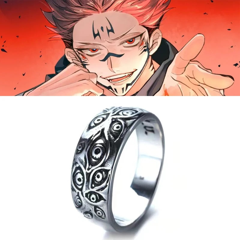 Anime Jujutsu Kaisen Rings Ryomen Sukuna Cosplay Black Size 8