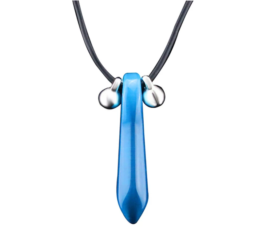 Anime Naruto Blue Stone Pendulum Pendant Leather Cord Necklace for Unisex