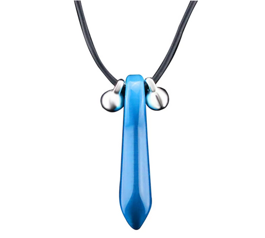 Anime Naruto Blue Stone Pendulum Pendant Leather Cord Necklace for Unisex
