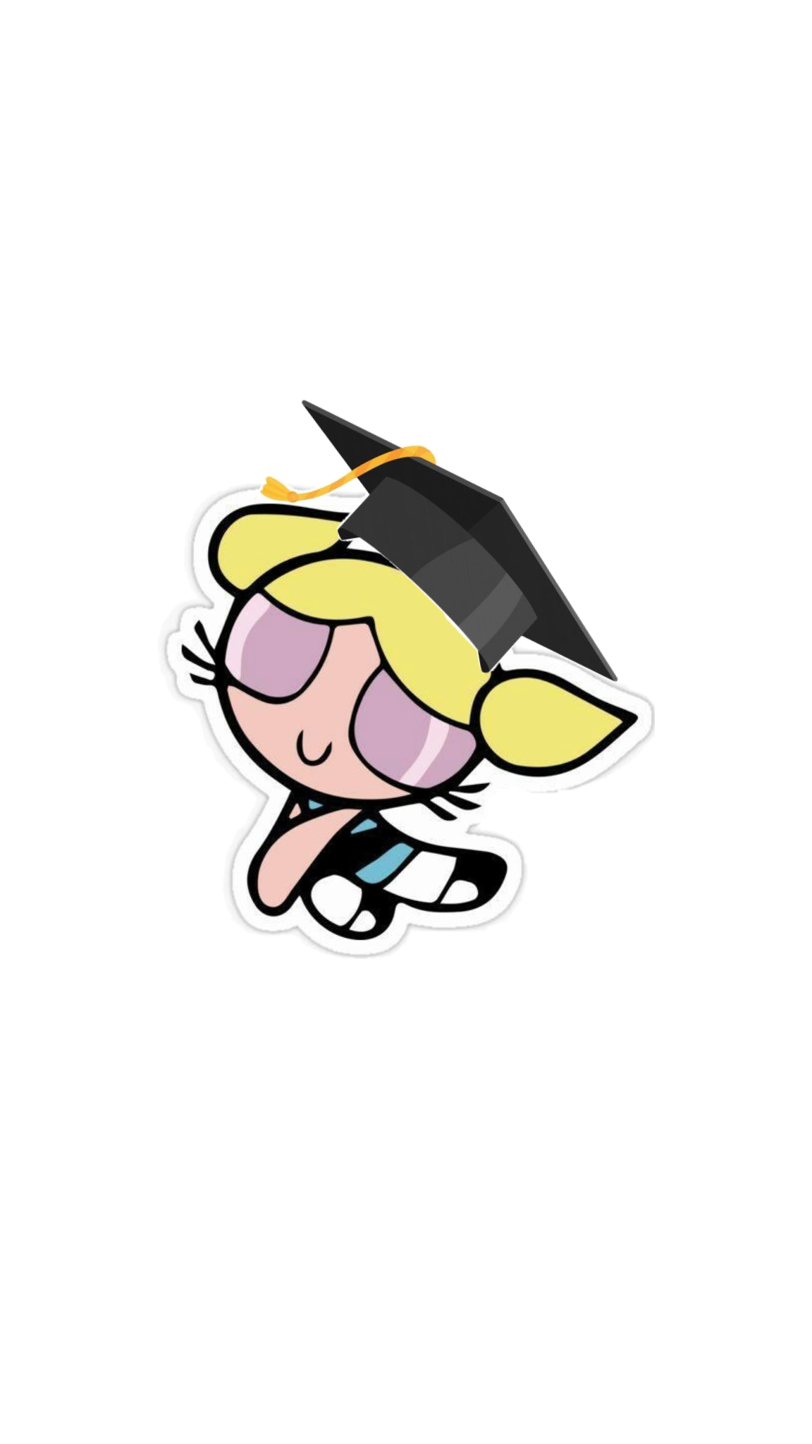 Cute Graduation Cartoon Vinyl Sticker, Bubbles Kawaii Grad Cap Decal for Laptop, Water Bottle, and Phone Case