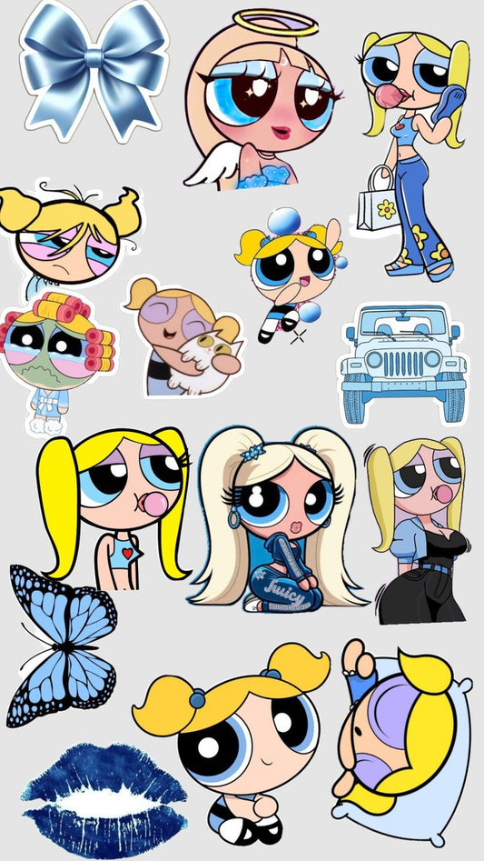 Stickers The Powerpuff Girls Cute Cartoon Vinyl Decals for Water Bottles Laptops, Waterproof Aesthetic Stickers Pack for Teens and Girls 1