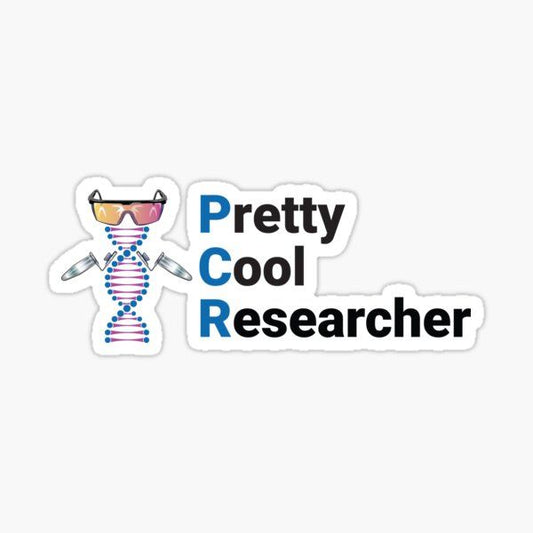 "Pretty Cool Researcher" PCR Science Sticker – Funny Biology Chemistry Lab Decal for Laptop, Notebook, Water Bottle – Cute Science Gift for Biologists, Chemists, Lab Techs